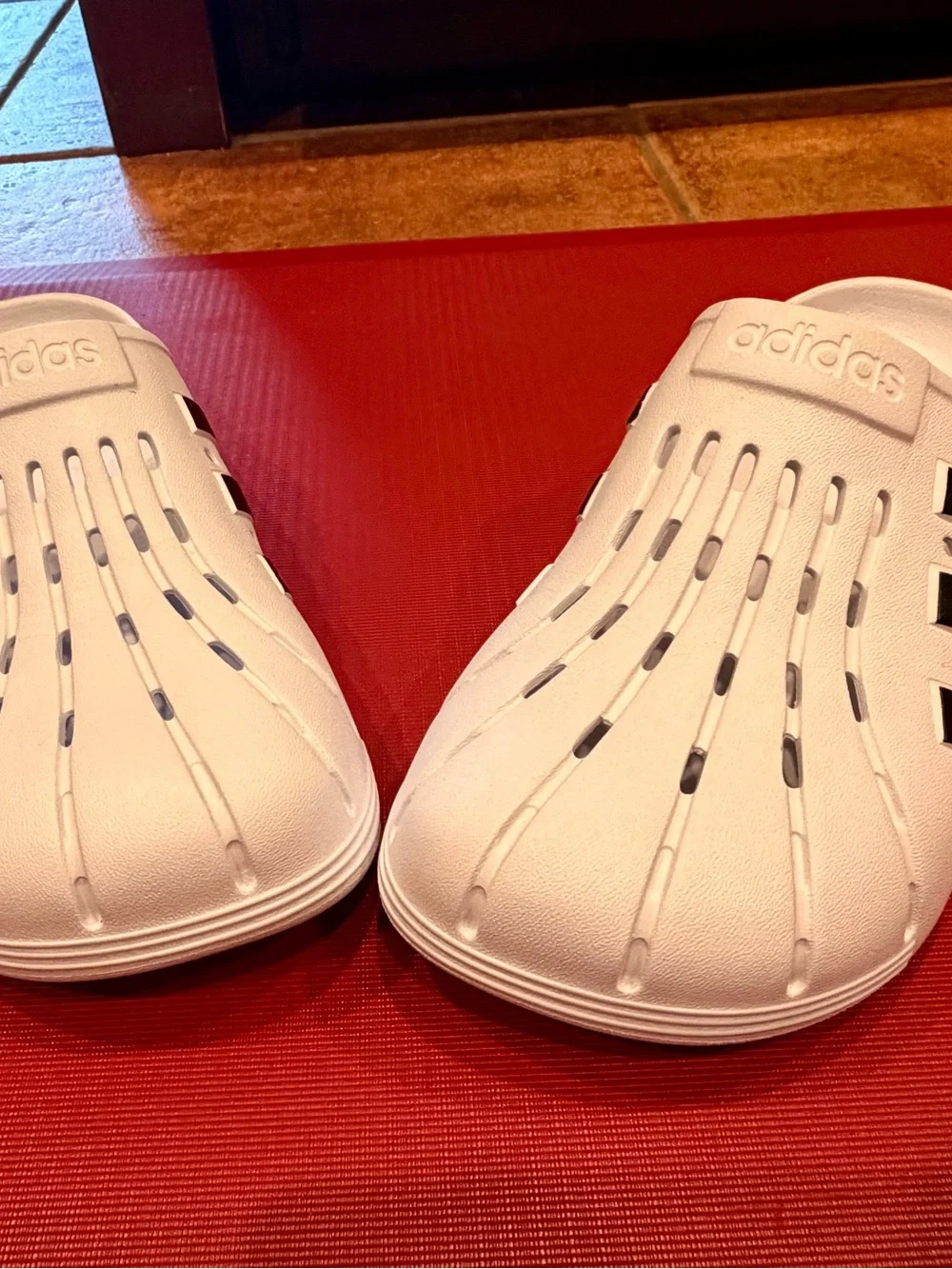 Adidas Adilette Clogs Men’s 11 Women 12 Black White Slides Water Sandals Shoes
